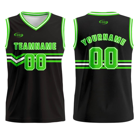 Custom Black Bright Green White Basketball Jersey Uniform Suit Printed Your Logo Name Number