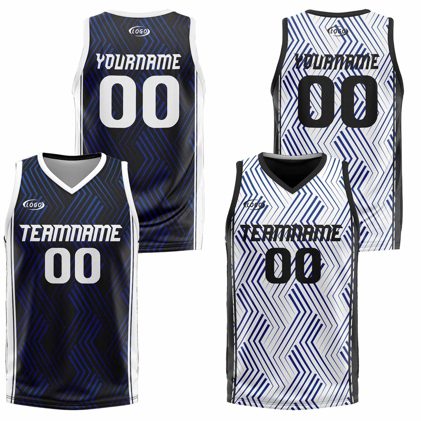 Custom Black White Reversible Basketball Suit for Adults and Kids Personalized Jersey