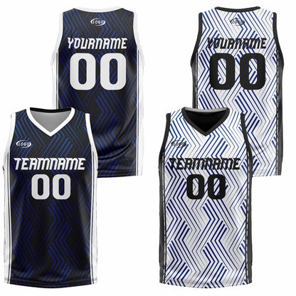 Custom Black White Reversible Basketball Suit for Adults and Kids Personalized Jersey