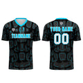 Custom Black Blue Cyan Soccer Uniform Jersey Kids Adults Personalized Set Jersey Shirt