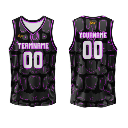 Custom Black Purple Basketball Jersey Uniform Suit Printed Your Logo Name Number