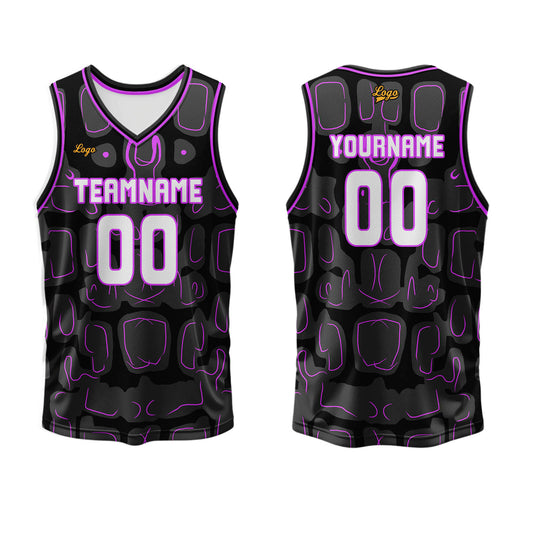 Custom Black Purple Basketball Jersey Uniform Suit Printed Your Logo Name Number