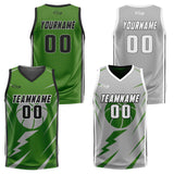 Custom Green Grey Reversible Basketball Suit for Adults and Kids Personalized Jersey