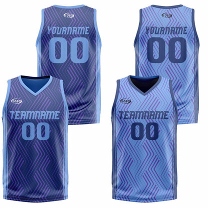 Custom Navy Blue Reversible Basketball Suit for Adults and Kids Personalized Jersey