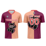Custom Fuchsia Light Brown Soccer Uniform Jersey Kids Adults Personalized Set Jersey Shirt