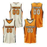 Custom Cream Orange Reversible Basketball Suit for Adults and Kids Personalized Jersey
