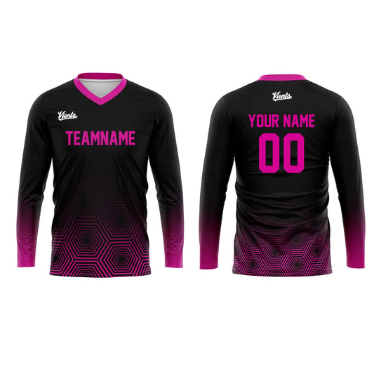 Custom Pink Black Basketball Soccer Football Shooting Long T-Shirt for Adults and Kids