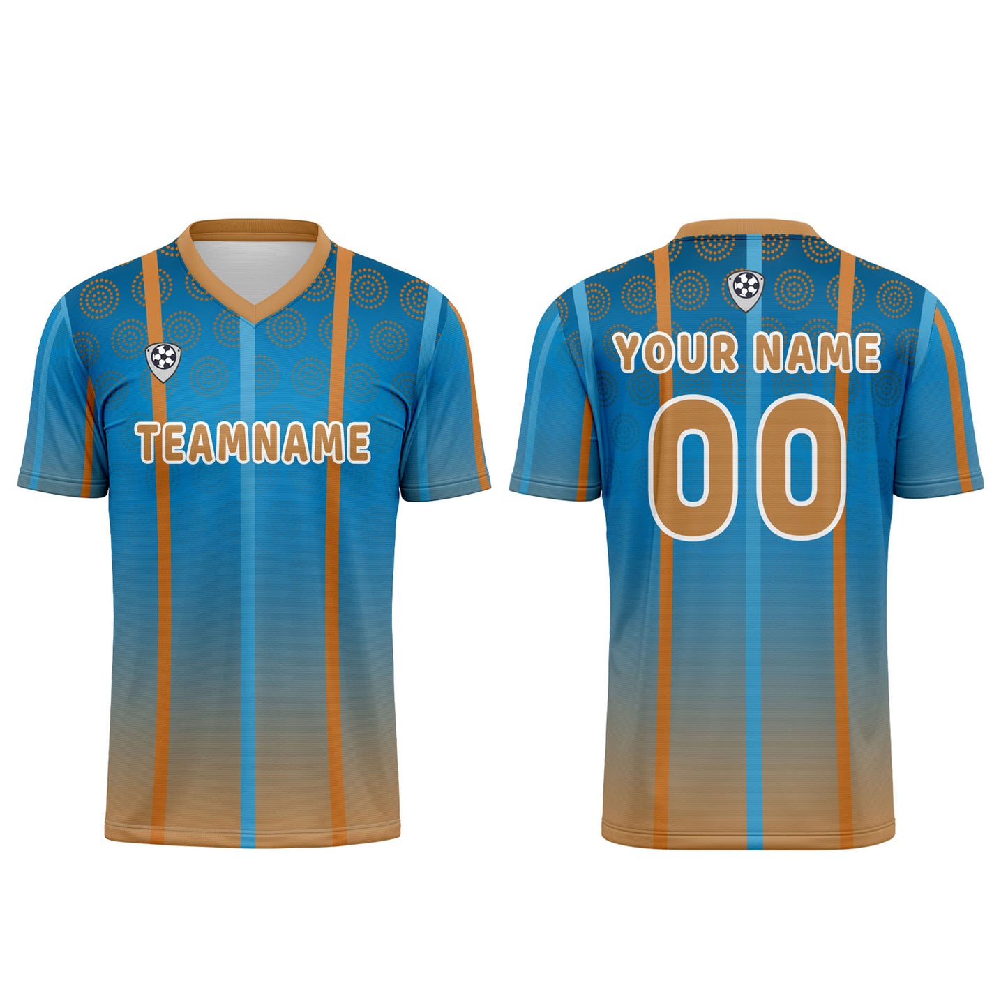 Custom Blue Brown Uniform Jersey Kids Adults Personalized Set Jersey Shirt