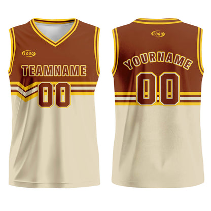Custom Brown Beige Yellow Basketball Jersey Uniform Suit Printed Your Logo Name Number