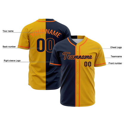 Custom Yellow Dark Blue Hip Hop Baseball Jersey Stitched Printed - Personalized Name Number Shirts #BB-0919-0094