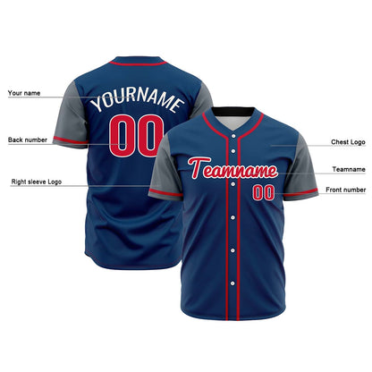 Custom Dark Blue Gray Hip Hop Baseball Jersey Stitched Printed - Personalized Name Number Shirts #BB-0919-0048