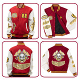 Custom Navy Yellow Letterman Varsity Jacket Personalized Embroidery Printing