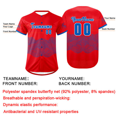 Custom Red Blue Baseball Jersey Personalized Gradient Team Uniforms Shirt with Name Number