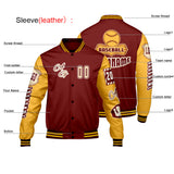 Custom Red Yellow Letterman Varsity Jacket Personalized Embroidery Printing