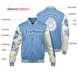 Custom Blue White Letterman Varsity Jacket Personalized Embroidery Printing