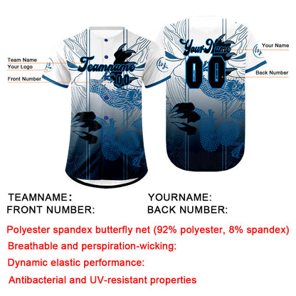 Custom Blue White Baseball Jersey Personalized Gradient Team Uniforms Shirt with Name Number