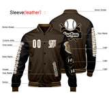 Custom Brown Black Letterman Varsity Jacket Personalized Embroidery Printing