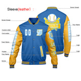 Custom Blue Yellow Letterman Varsity Jacket Personalized Embroidery Printing