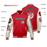 Custom Red White Letterman Varsity Jacket Personalized Embroidery Printing
