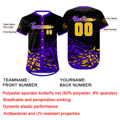 Custom Black Purple Baseball Jersey Personalized Gradient Team Uniforms Shirt with Name Number