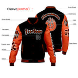 Custom Black Orange Letterman Varsity Jacket Personalized Embroidery Printing