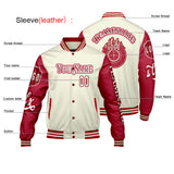 Custom White Red Letterman Varsity Jacket Personalized Embroidery Printing