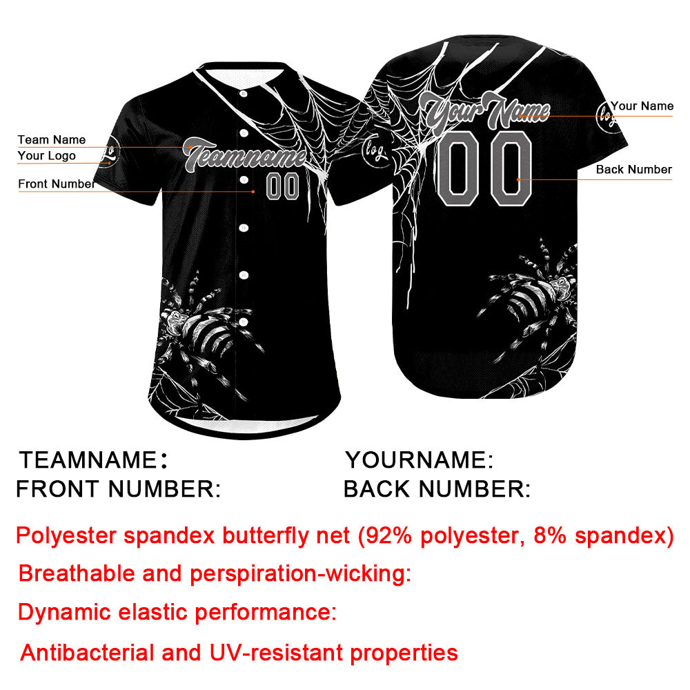 Custom Black White Baseball Jersey Personalized Gradient Team Uniforms Shirt with Name Number