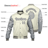 Custom White Grey Letterman Varsity Jacket Personalized Embroidery Printing