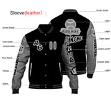 Custom Black Grey Letterman Varsity Jacket Personalized Embroidery Printing