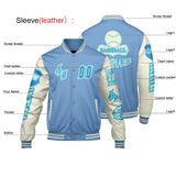 Custom Blue Cyan Letterman Varsity Jacket Personalized Embroidery Printing