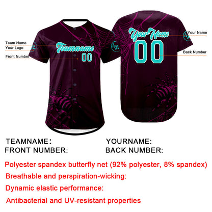 Custom Purple Cyan  Baseball Jersey Personalized Gradient Team Uniforms Shirt with Name Number