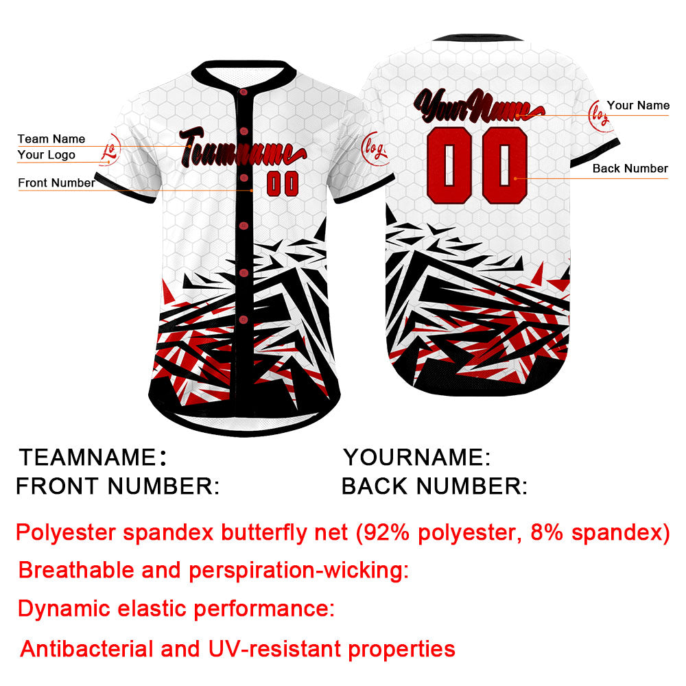 Custom Black Red Baseball Jersey Personalized Gradient Team Uniforms Shirt with Name Number