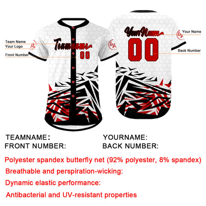 Custom Black Red Baseball Jersey Personalized Gradient Team Uniforms Shirt with Name Number