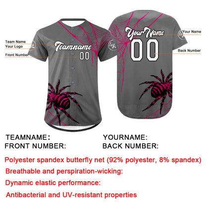 Custom Grey Pink Baseball Jersey Personalized Gradient Team Uniforms Shirt with Name Number