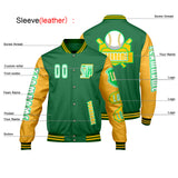 Custom Green Yellow Letterman Varsity Jacket Personalized Embroidery Printing