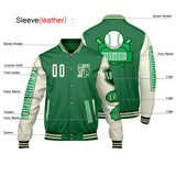 Custom Green White Letterman Varsity Jacket Personalized Embroidery Printing