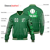 Custom Green Letterman Varsity Jacket Personalized Embroidery Printing