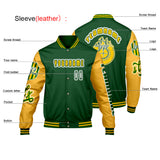 Custom Green Yellow Letterman Varsity Jacket Personalized Embroidery Printing