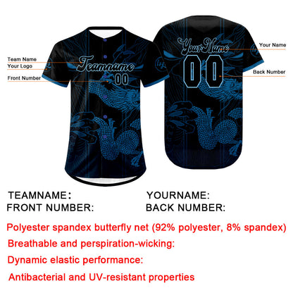 Custom Blue Black Baseball Jersey Personalized Gradient Team Uniforms Shirt with Name Number