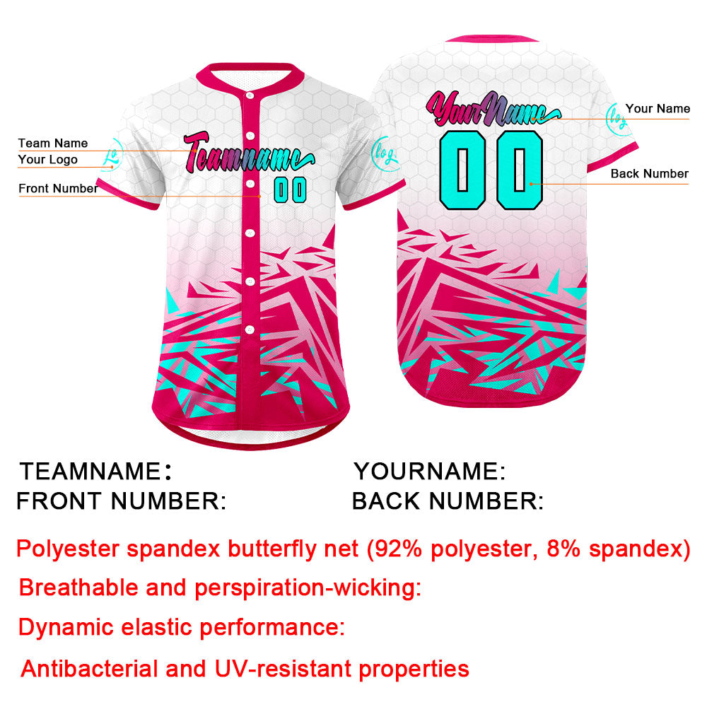 Custom Pink Cyan Baseball Jersey Personalized Gradient Team Uniforms Shirt with Name Number