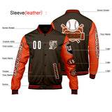 Custom Brown Orange Letterman Varsity Jacket Personalized Embroidery Printing
