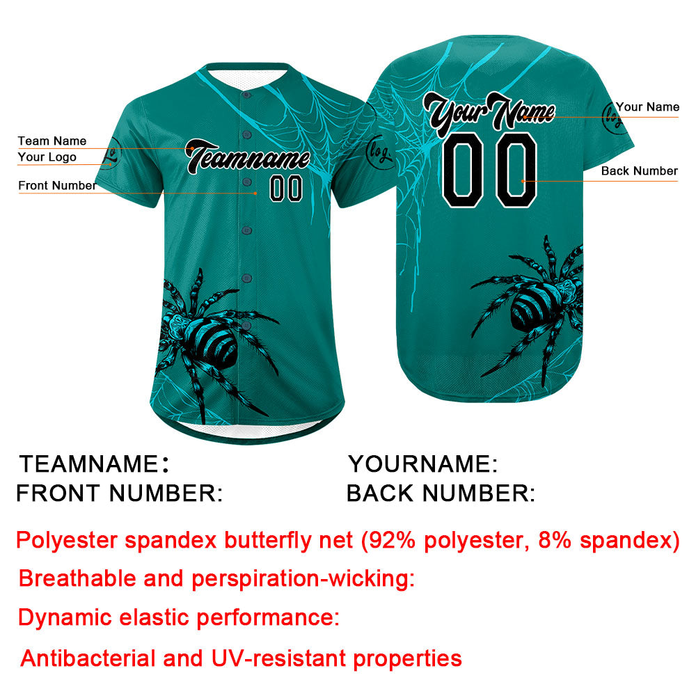 Custom Green Black Baseball Jersey Personalized Gradient Team Uniforms Shirt with Name Number