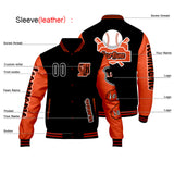 Custom Black Orange Letterman Varsity Jacket Personalized Embroidery Printing