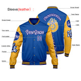 Custom Blue Yellow Letterman Varsity Jacket Personalized Embroidery Printing