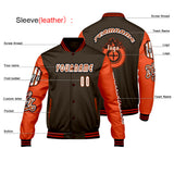 Custom Brown Orange Letterman Varsity Jacket Personalized Embroidery Printing