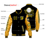 Custom Black Yellow Letterman Varsity Jacket Personalized Embroidery Printing