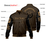 Custom Brown Black Letterman Varsity Jacket Personalized Embroidery Printing