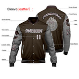 Custom Brown Grey Letterman Varsity Jacket Personalized Embroidery Printing