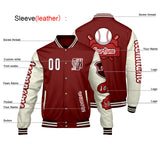 Custom Red White Letterman Varsity Jacket Personalized Embroidery Printing