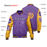 Custom Purple Yellow  Letterman Varsity Jacket Personalized Embroidery Printing